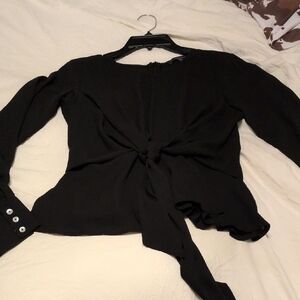 Forever 21 Black Tie-Front Blouse
